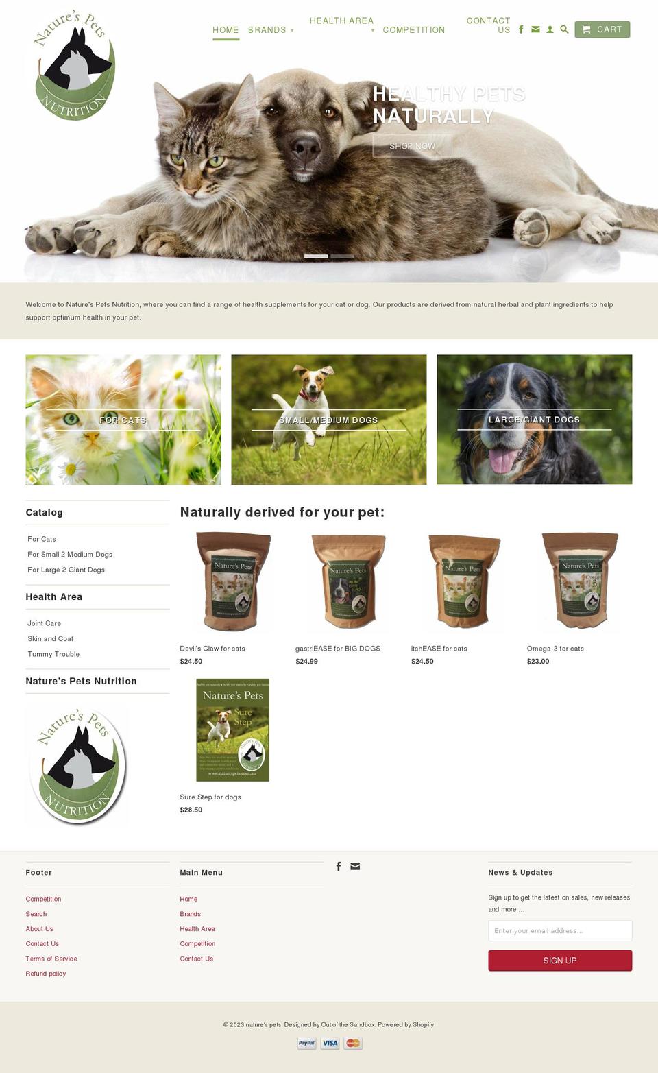 naturespets.com.au shopify website screenshot