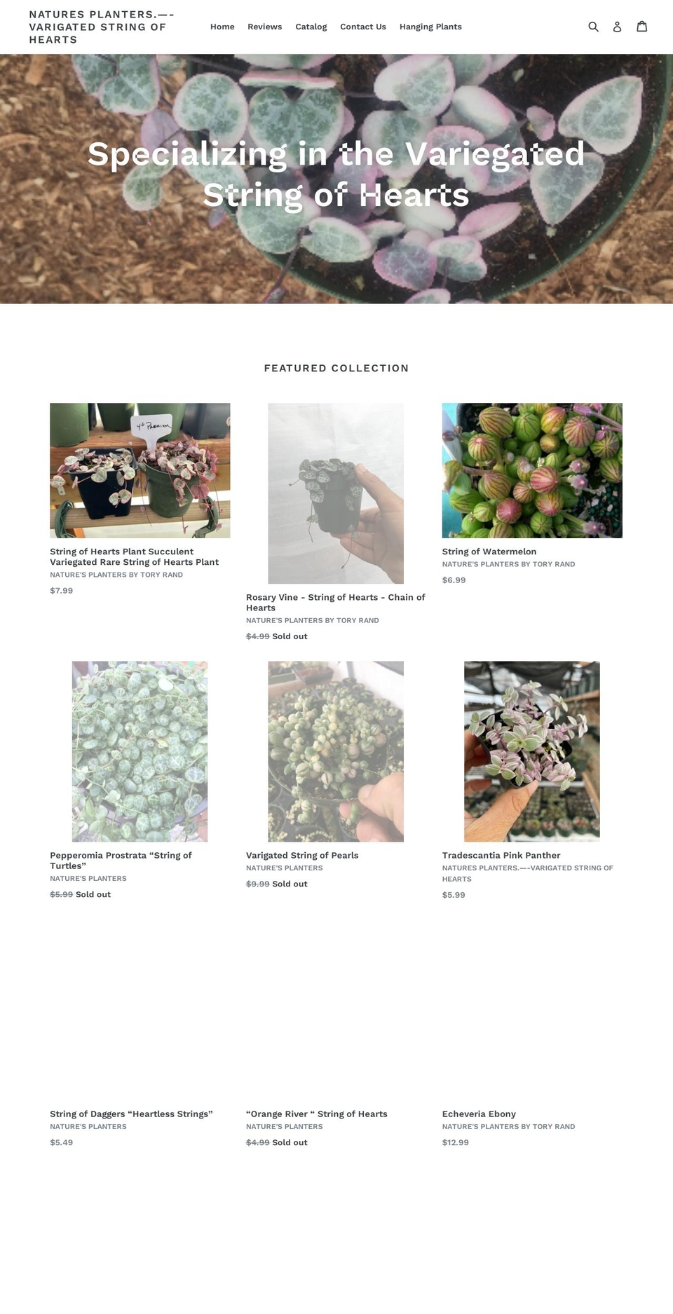 naturesplanters.com shopify website screenshot