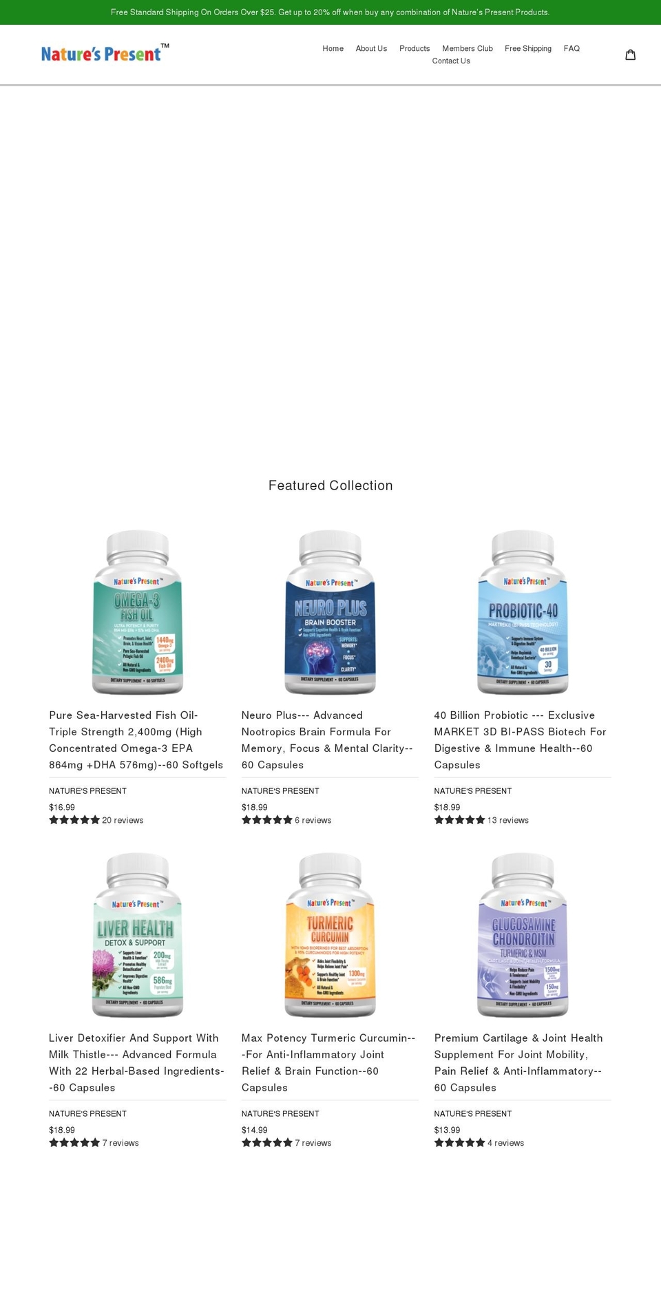 naturespresent.com — Shopify storefront screenshot