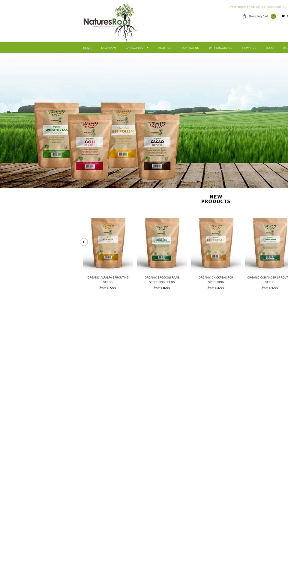 naturesroot.co.uk shopify website screenshot