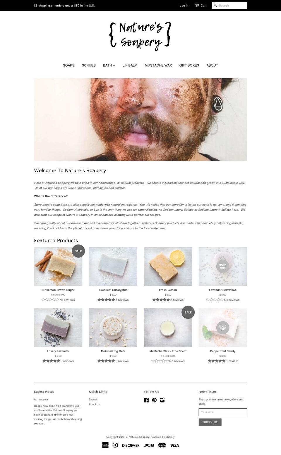 naturessoapery.com shopify website screenshot