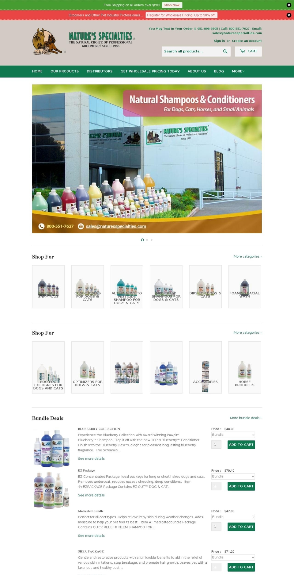 naturesspecialties.com shopify website screenshot