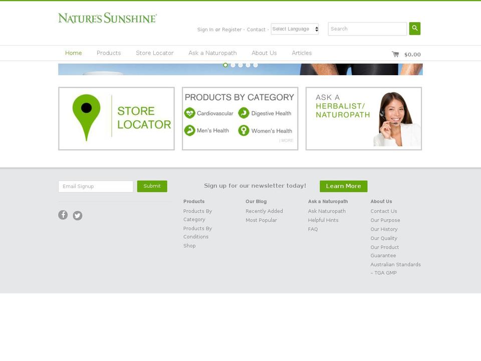 naturessunshine.com.au shopify website screenshot