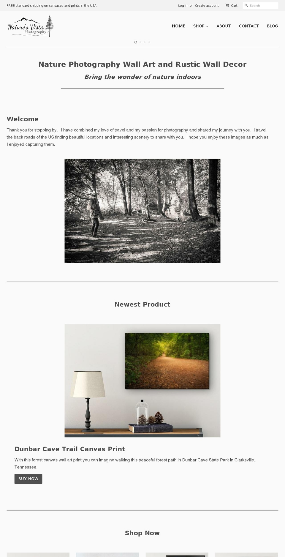 naturesvistaphotography.com shopify website screenshot