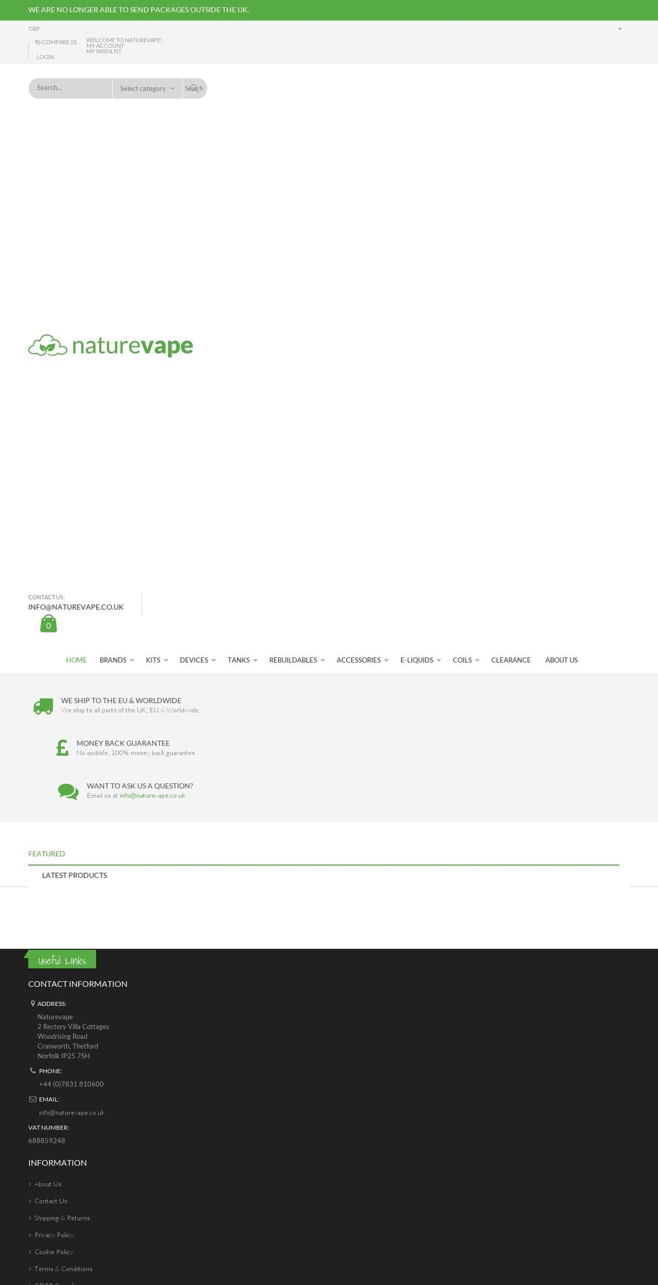 naturevape.co.uk shopify website screenshot