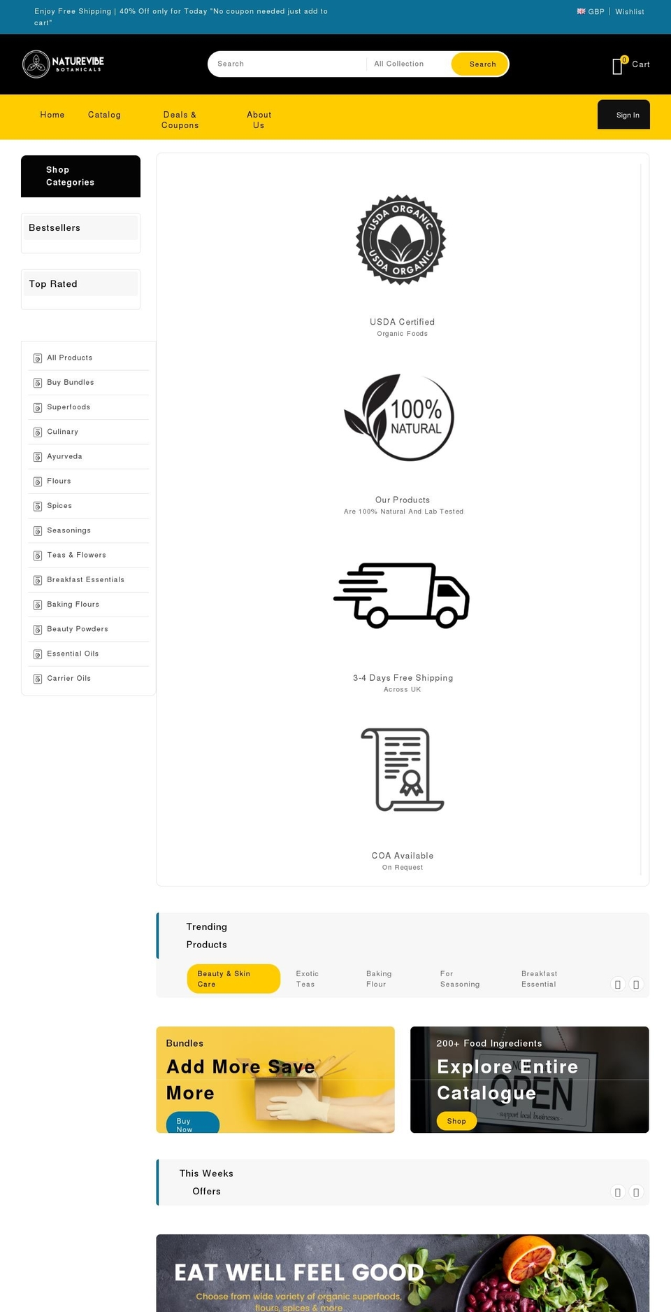 naturevibe.co.uk shopify website screenshot