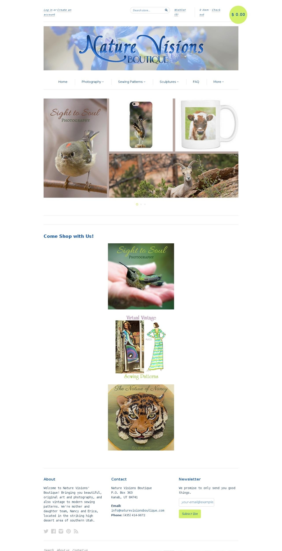naturevisionsboutique.com shopify website screenshot