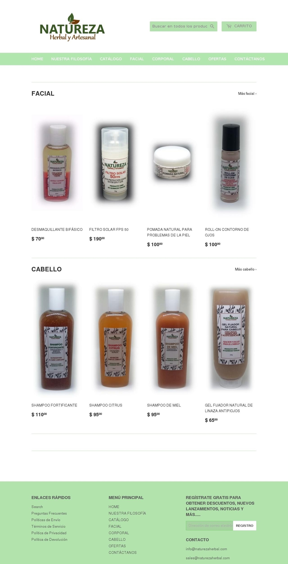 naturezaherbal.com — Shopify storefront screenshot