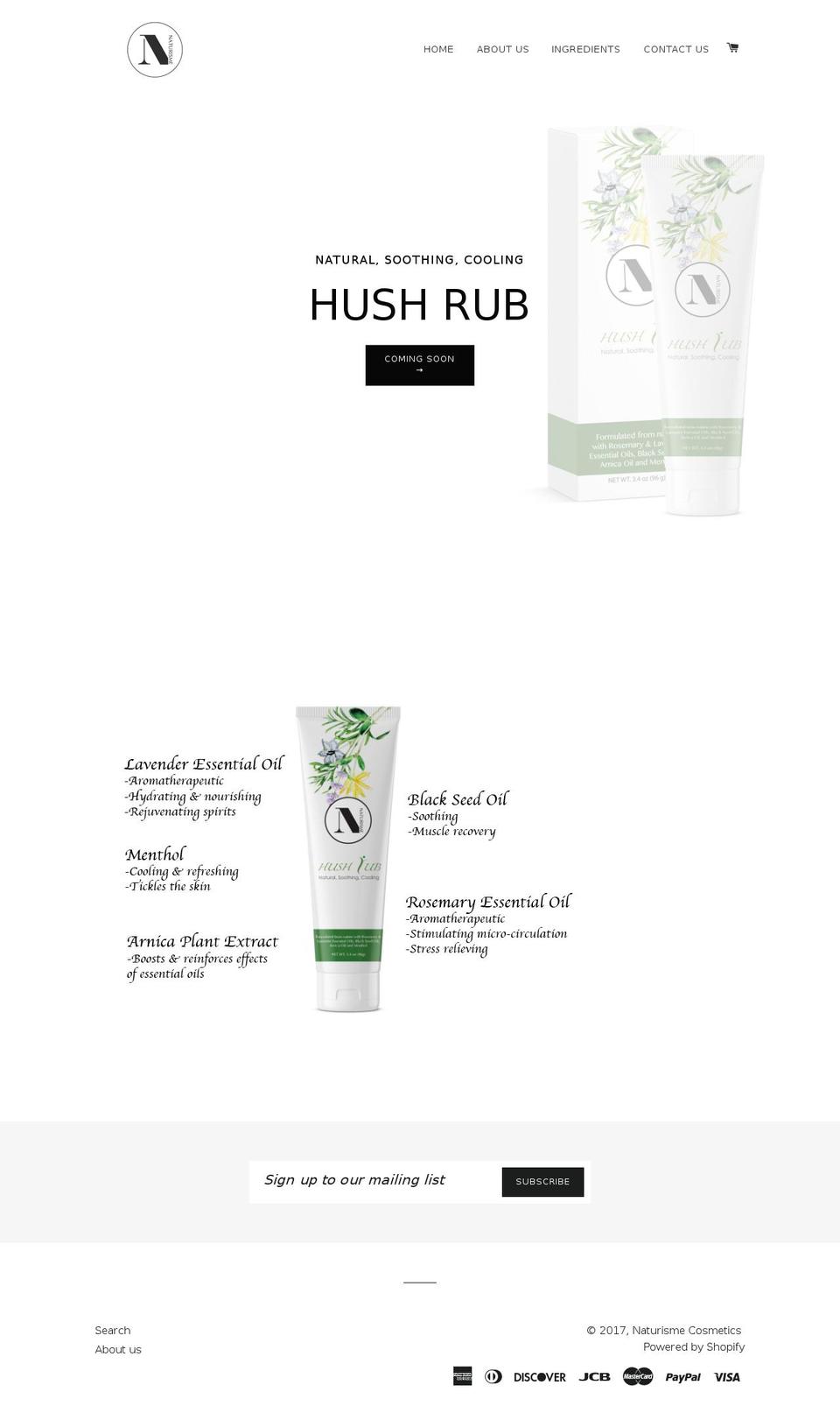 naturismecosmetics.com shopify website screenshot