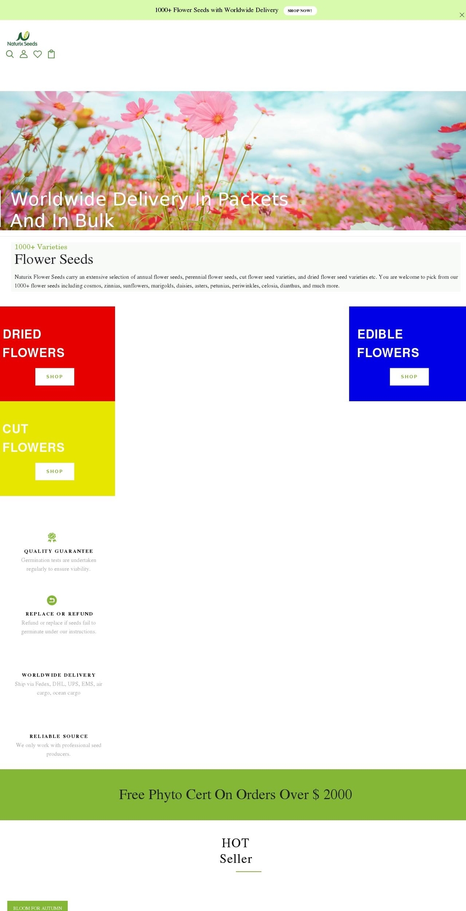 naturix-flower-seeds.com shopify website screenshot