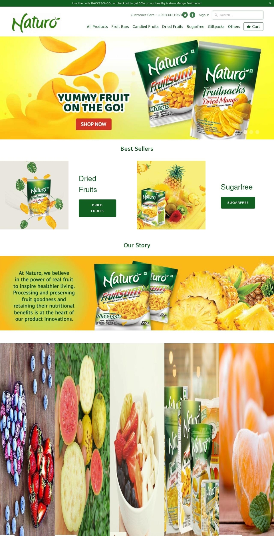 naturofruitbar.com — Shopify storefront screenshot
