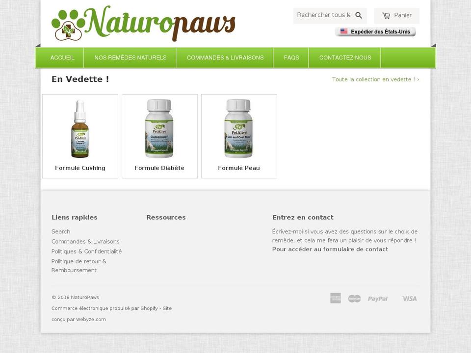 naturopaws.com shopify website screenshot