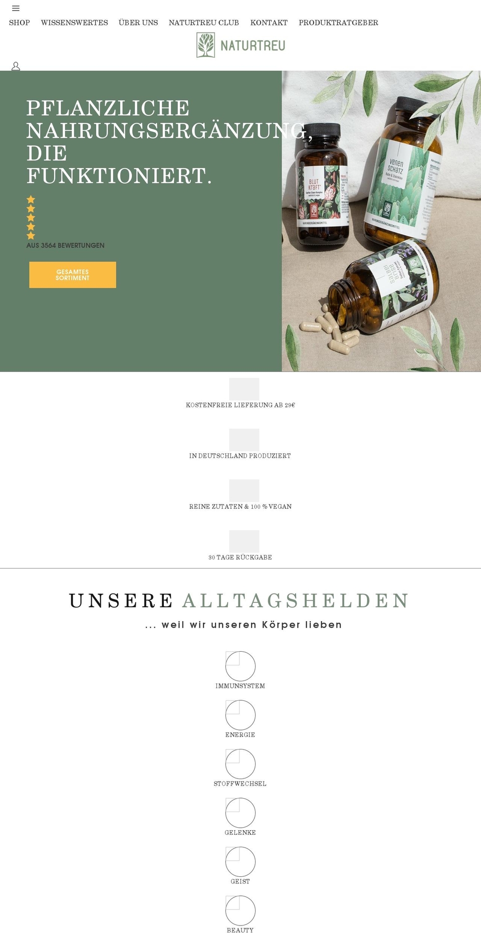 LIVE NATURTREU Shopify theme site example naturtreu.de