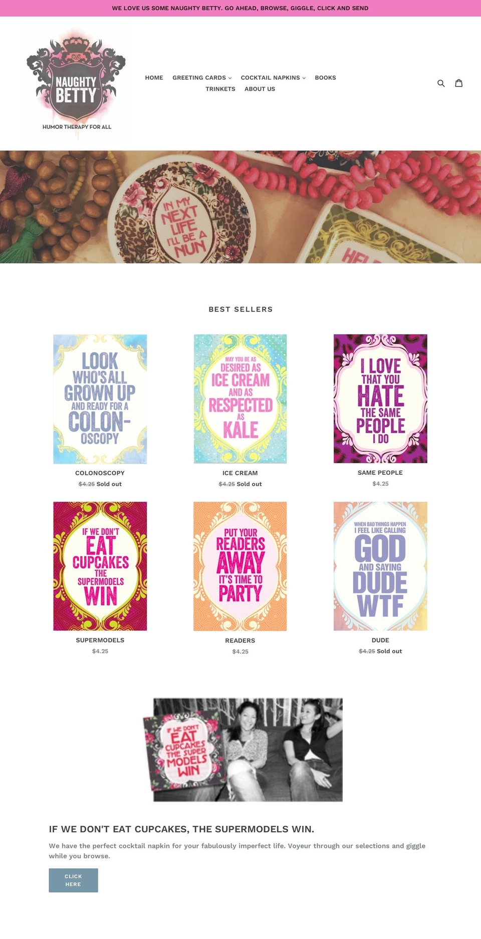 naughtybettycards.com shopify website screenshot