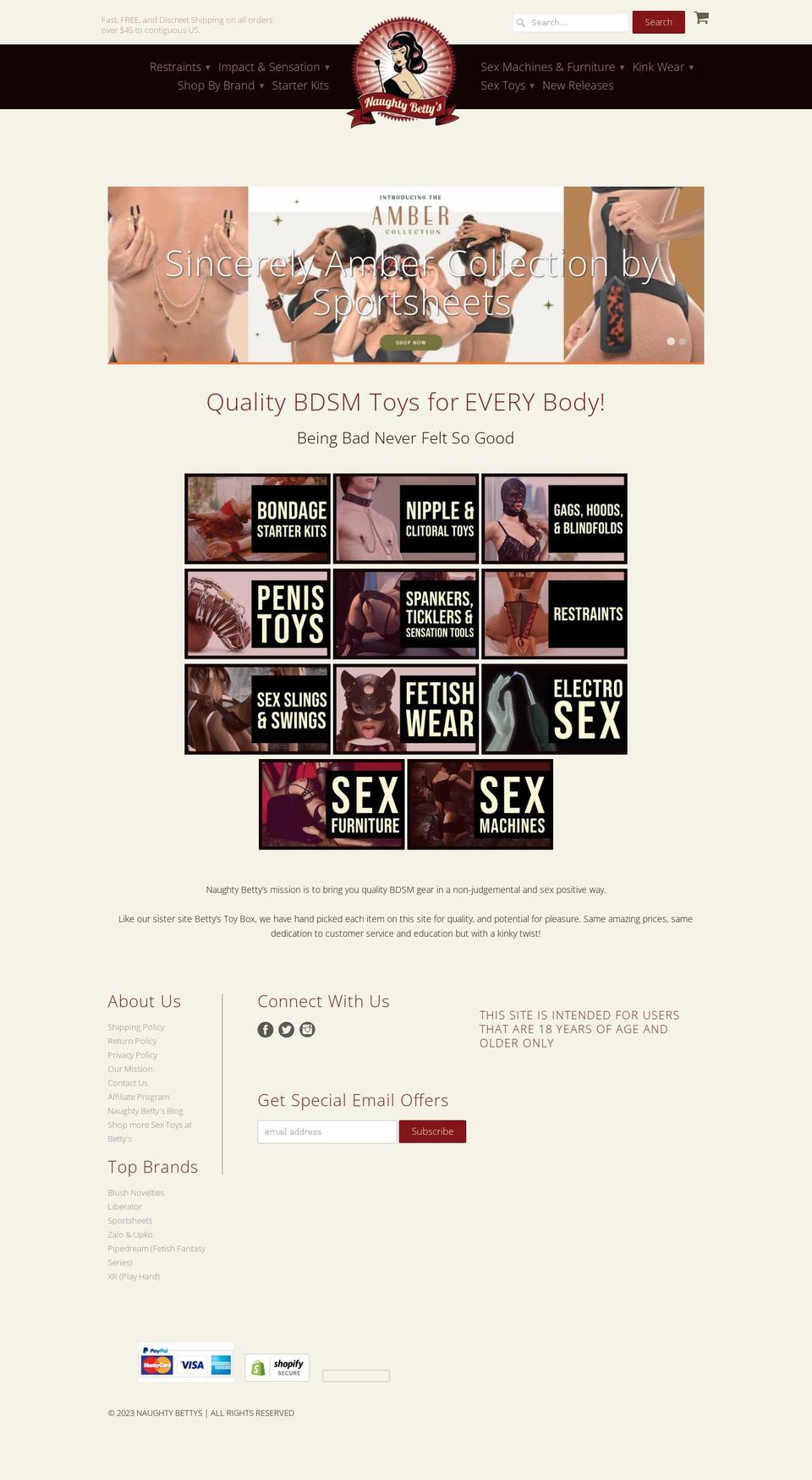 naughtybettys.com shopify website screenshot