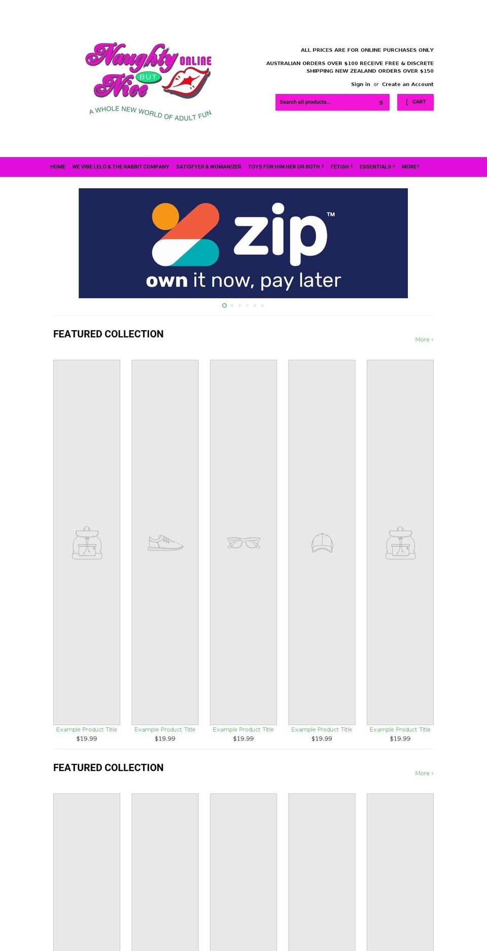 naughtybutniceonline.com.au shopify website screenshot