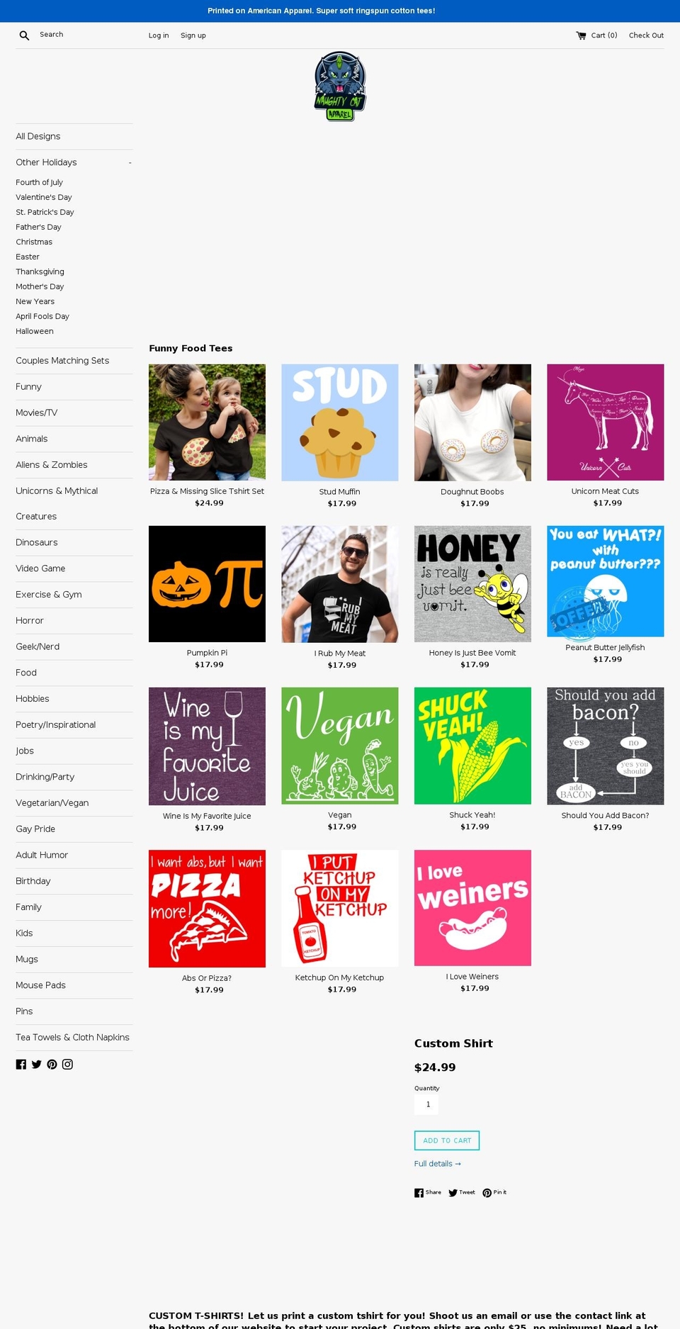 naughtycatapparel.com shopify website screenshot