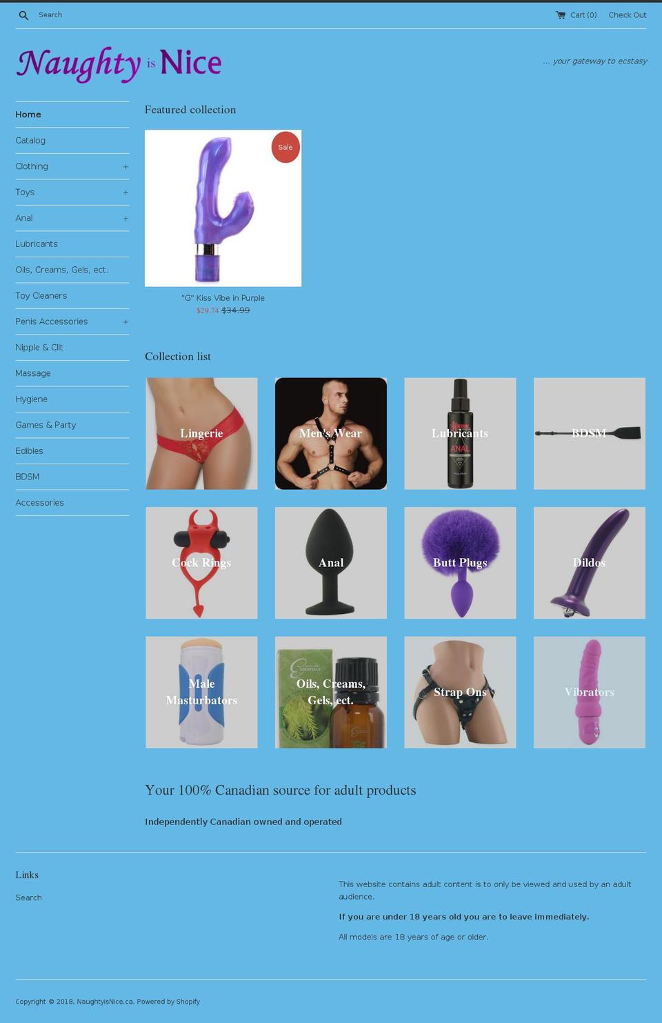 naughtyisnice.ca shopify website screenshot