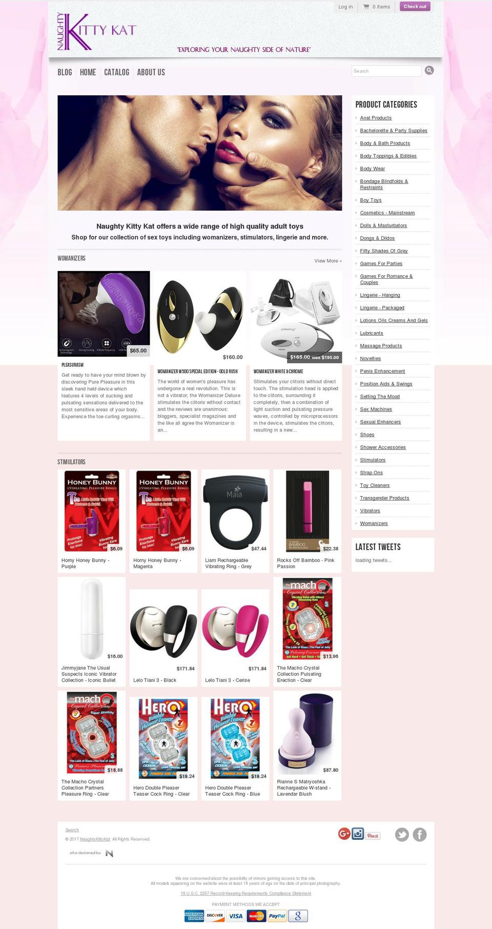 naughtykittykat.com shopify website screenshot