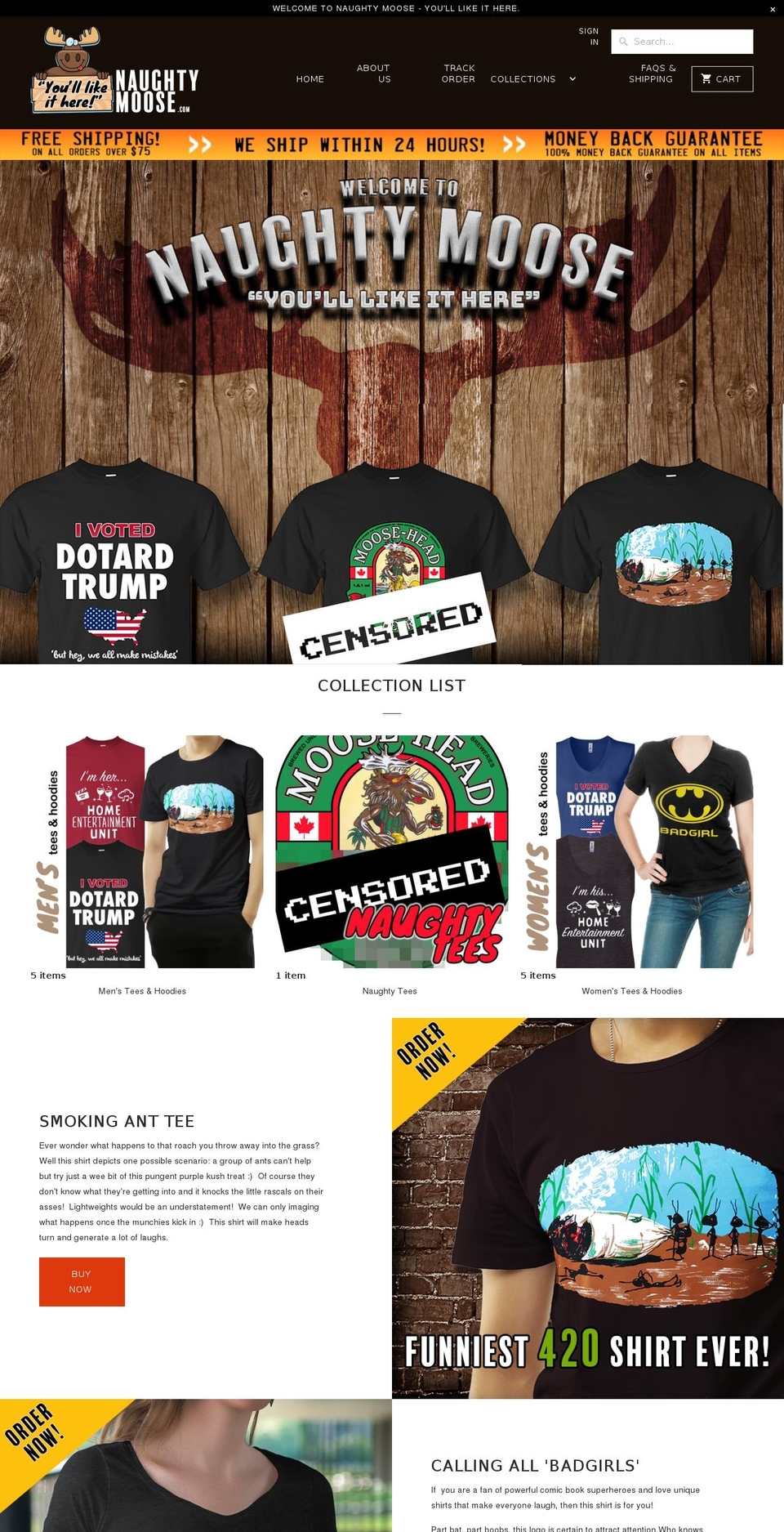 naughtymoose.com — Shopify storefront screenshot