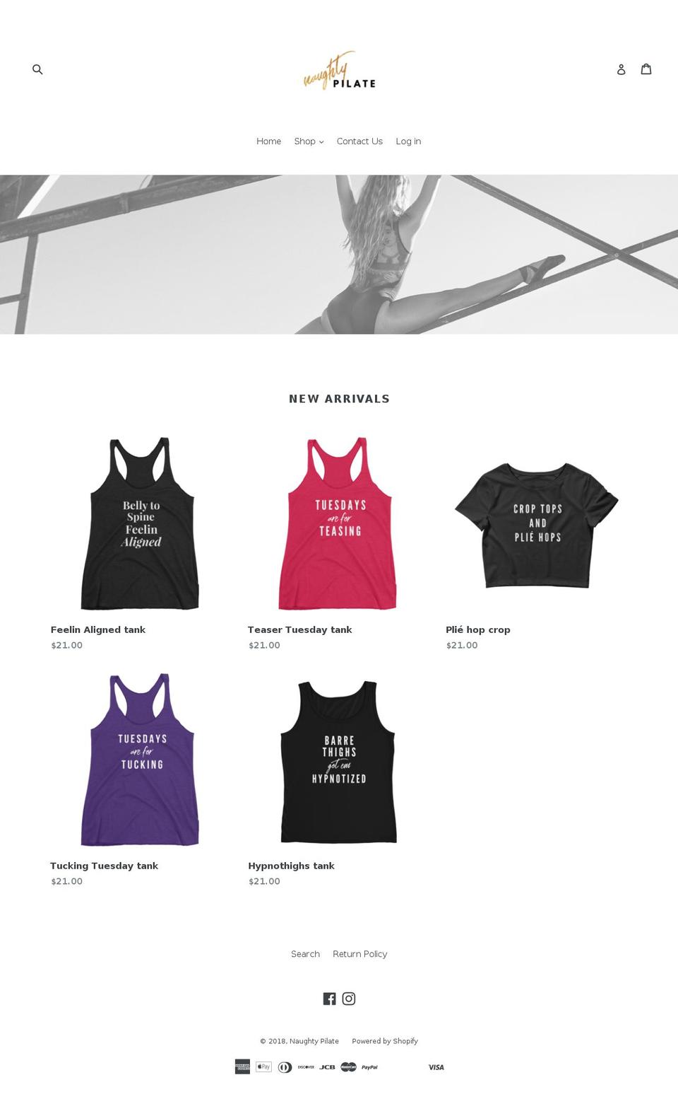 naughtypilate.com shopify website screenshot
