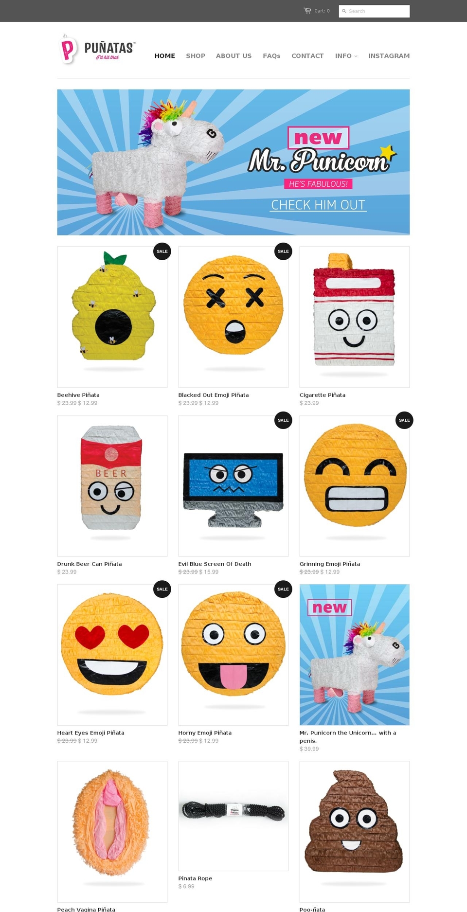 naughtypinatas.com shopify website screenshot
