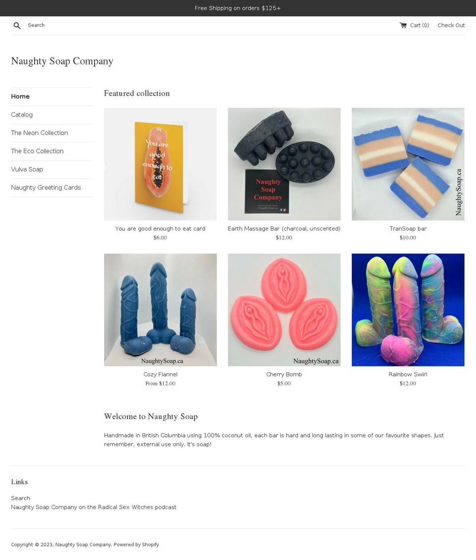 naughtysoap.ca shopify website screenshot