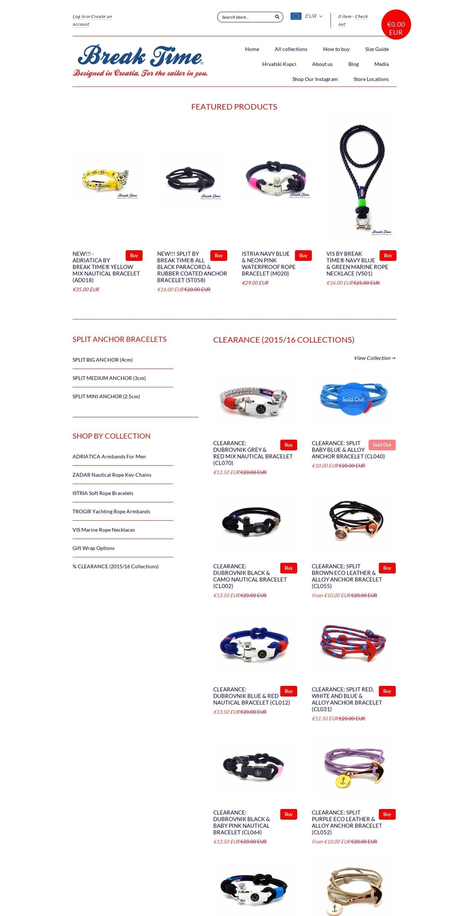 nautical-bracelets.com shopify website screenshot