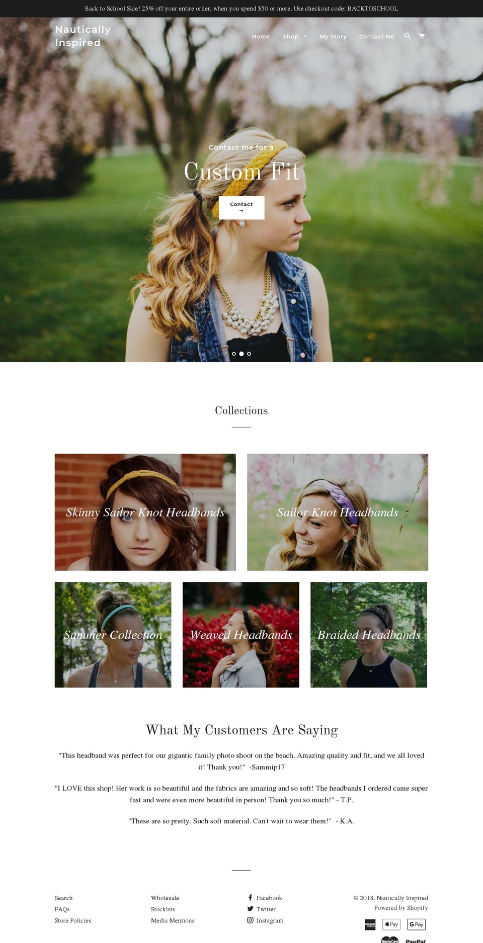 nauticallyinspiredheadbands.com — Shopify storefront screenshot