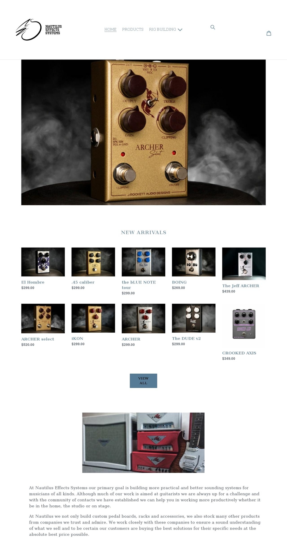 nautiluseffectssystems.com shopify website screenshot