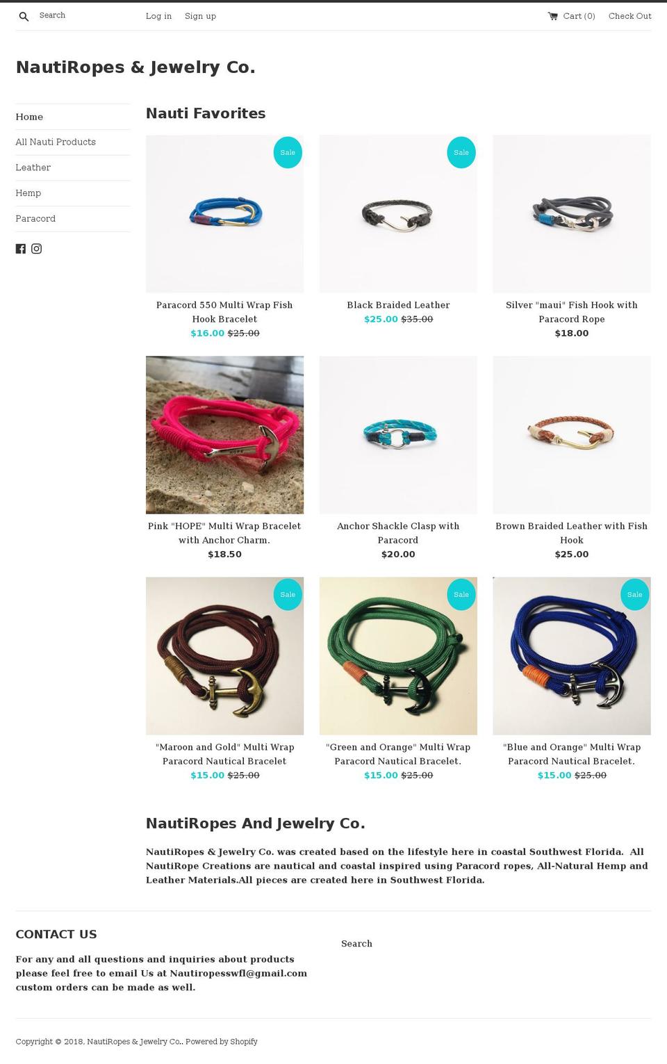 nautiropes.com shopify website screenshot