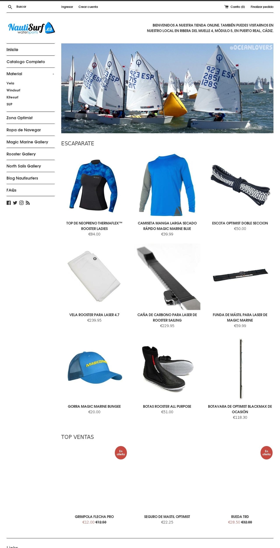 nautisurf.es shopify website screenshot