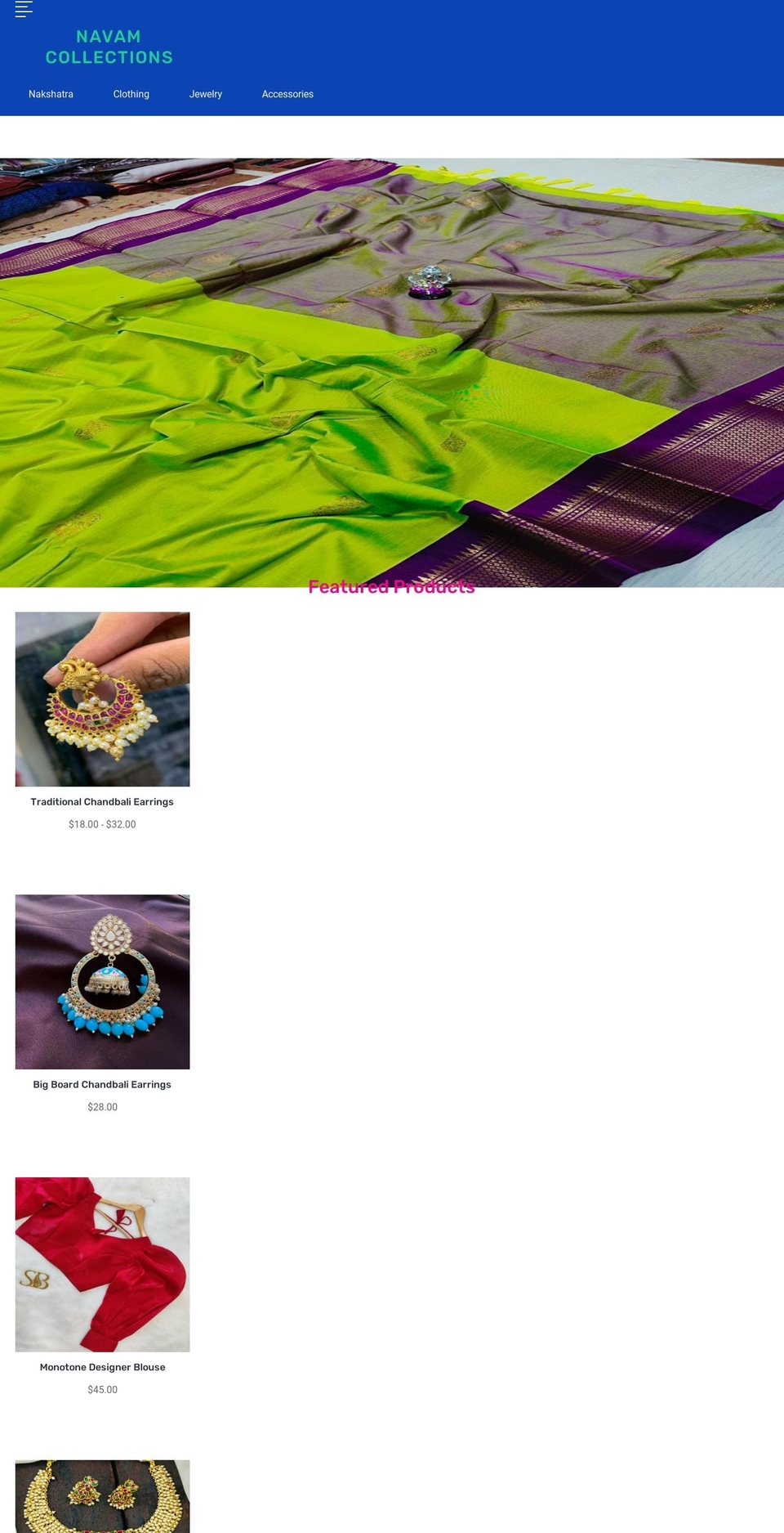 navamcollections.com — Shopify storefront screenshot
