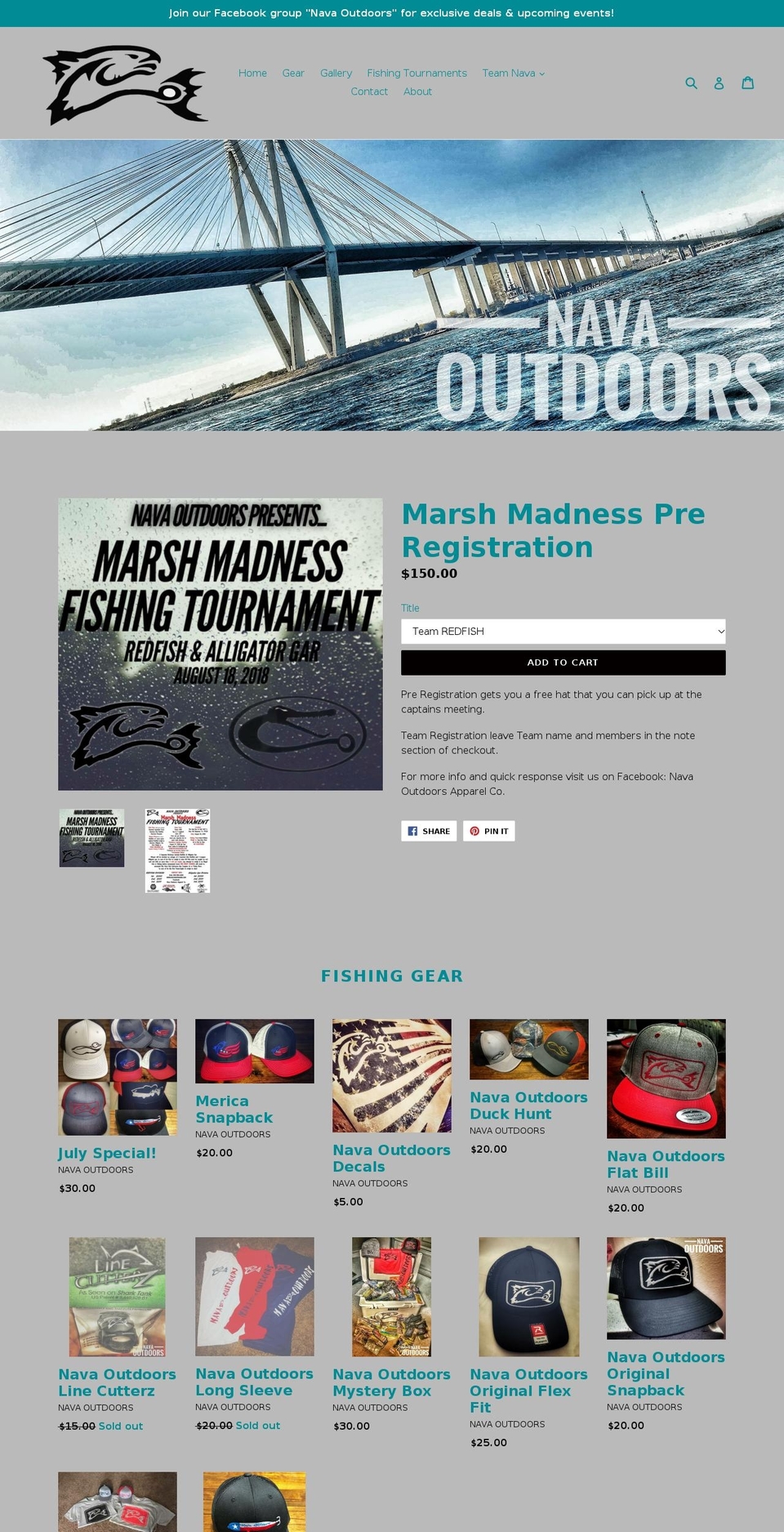 navaoutdoors.com — Shopify storefront screenshot