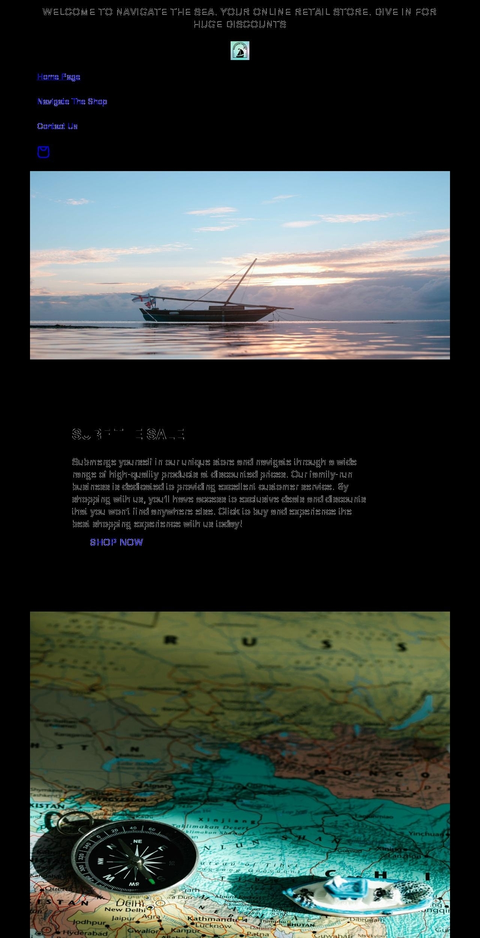 navigatethesea.com shopify website screenshot