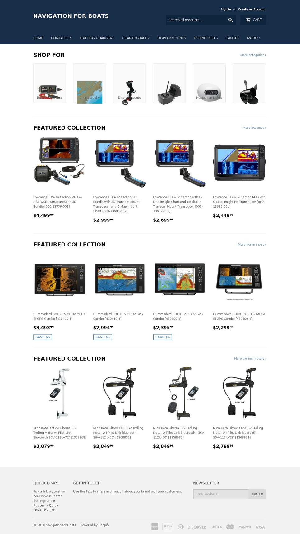navigationforboats.com — Shopify storefront screenshot