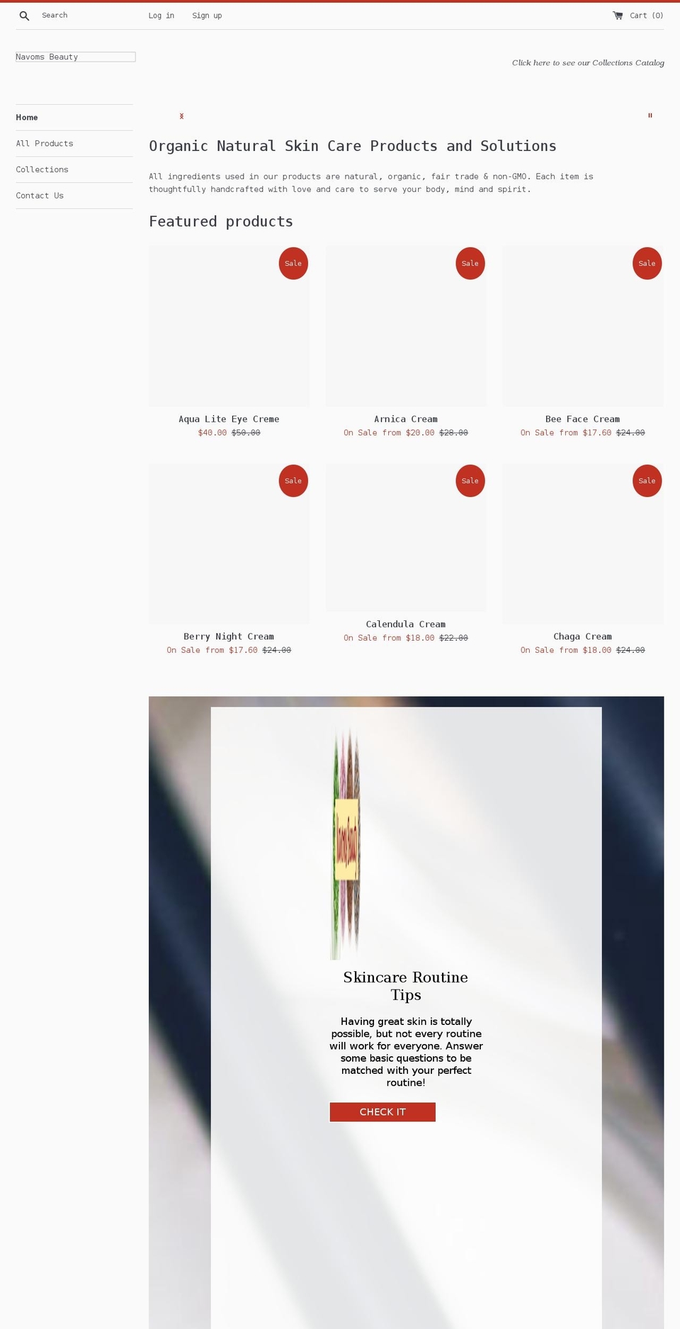 navomsbeauty.com shopify website screenshot