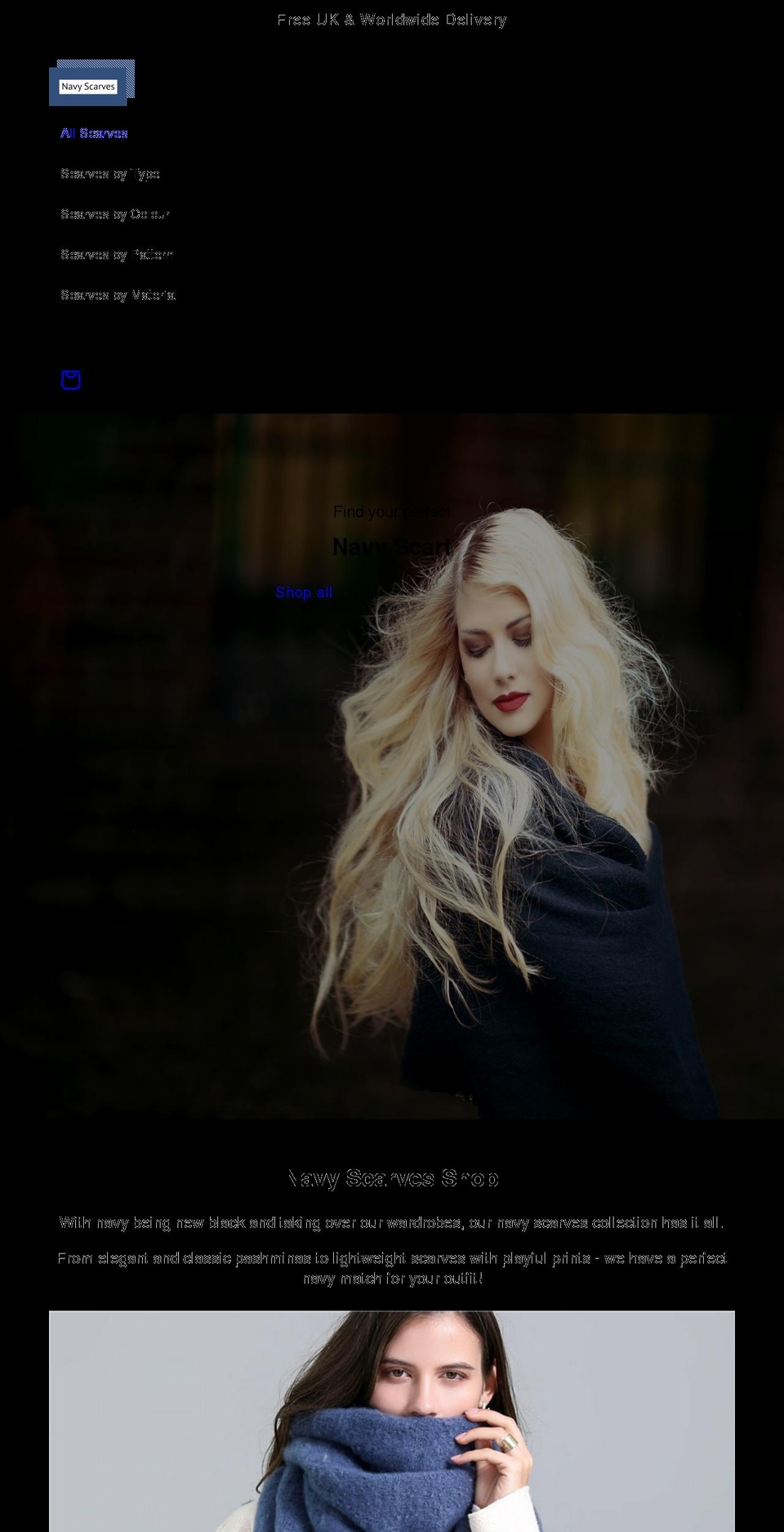 navyscarves.co.uk shopify website screenshot