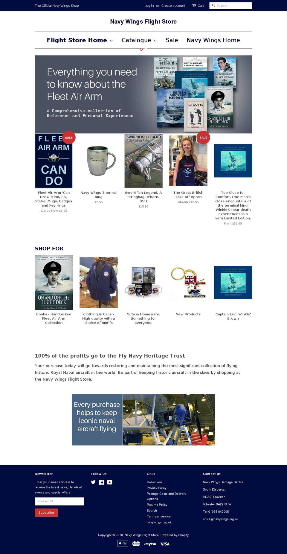 navywingsflightstore.org shopify website screenshot