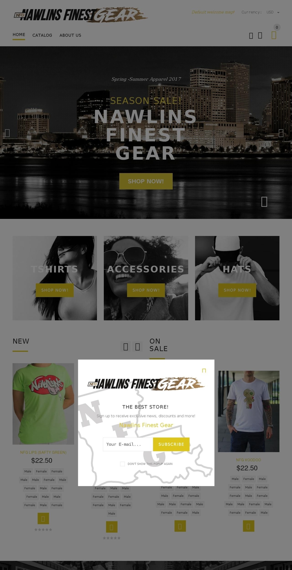nawlinsfinestgear.com — Shopify storefront screenshot
