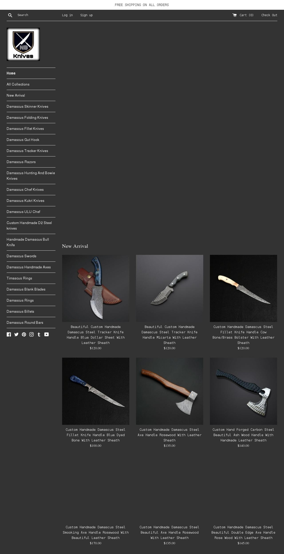 nbknives.com shopify website screenshot