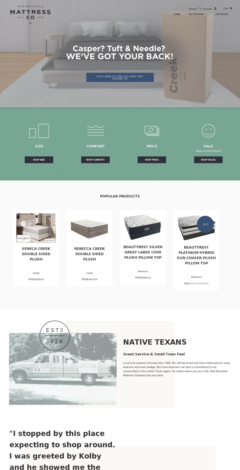 nbmattress.com shopify website screenshot