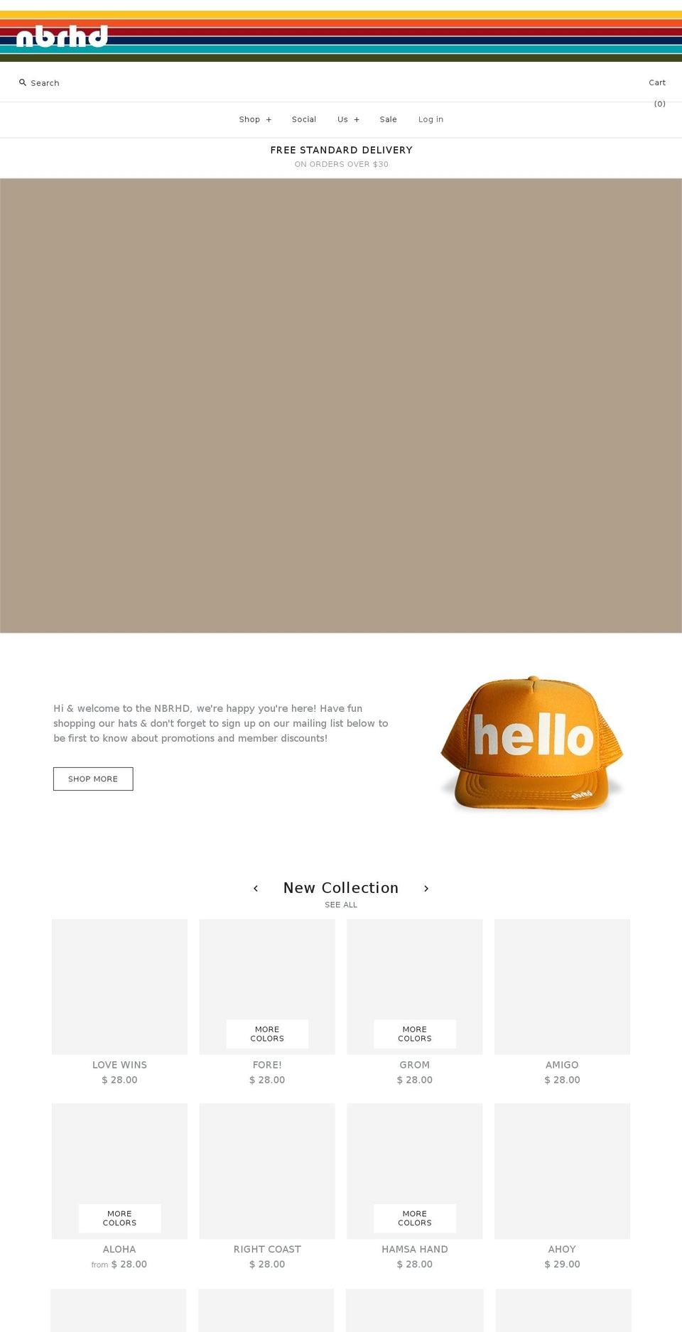 nbrhdhats.com shopify website screenshot
