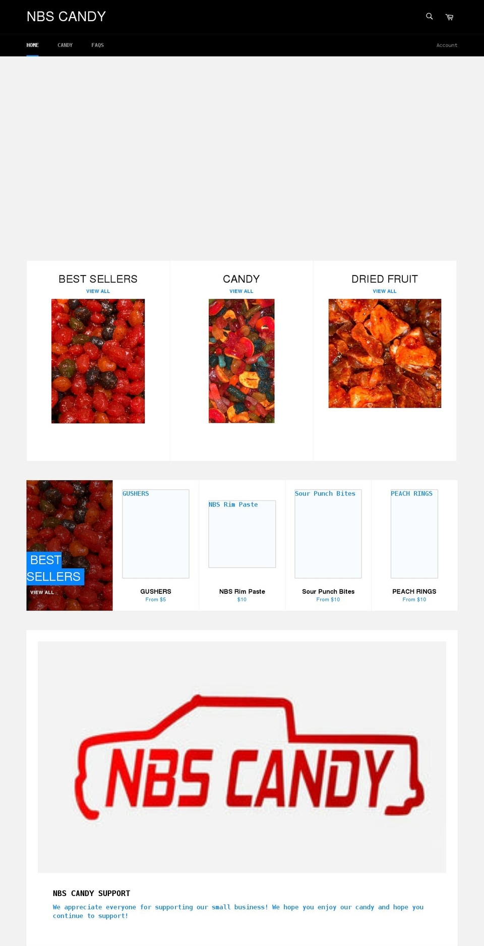 nbscandy.com shopify website screenshot