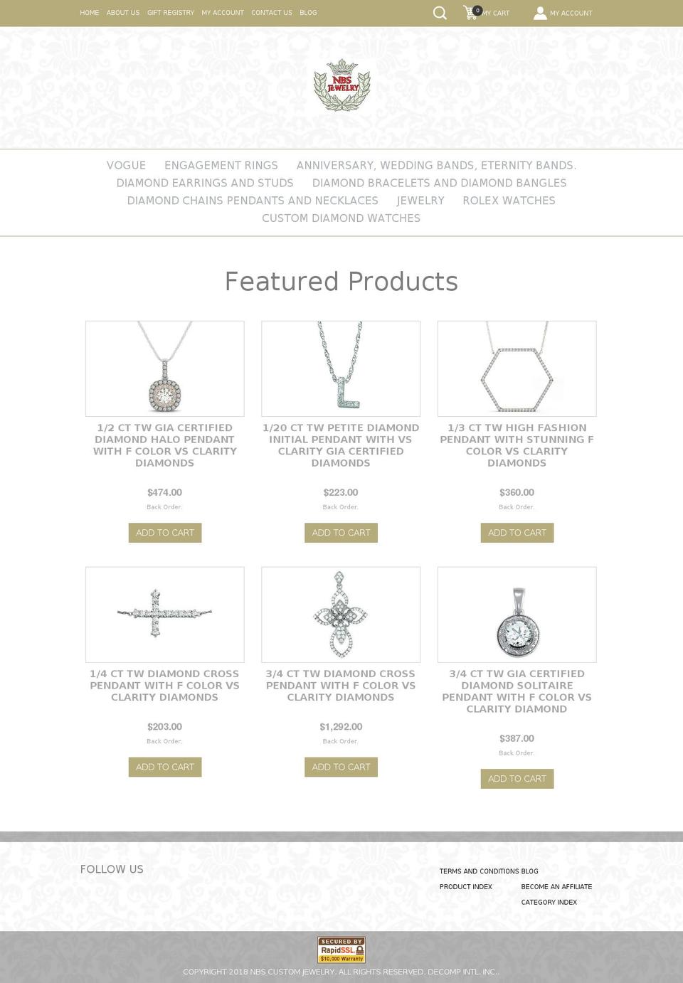 nbscustomjewelry.com — Shopify storefront screenshot