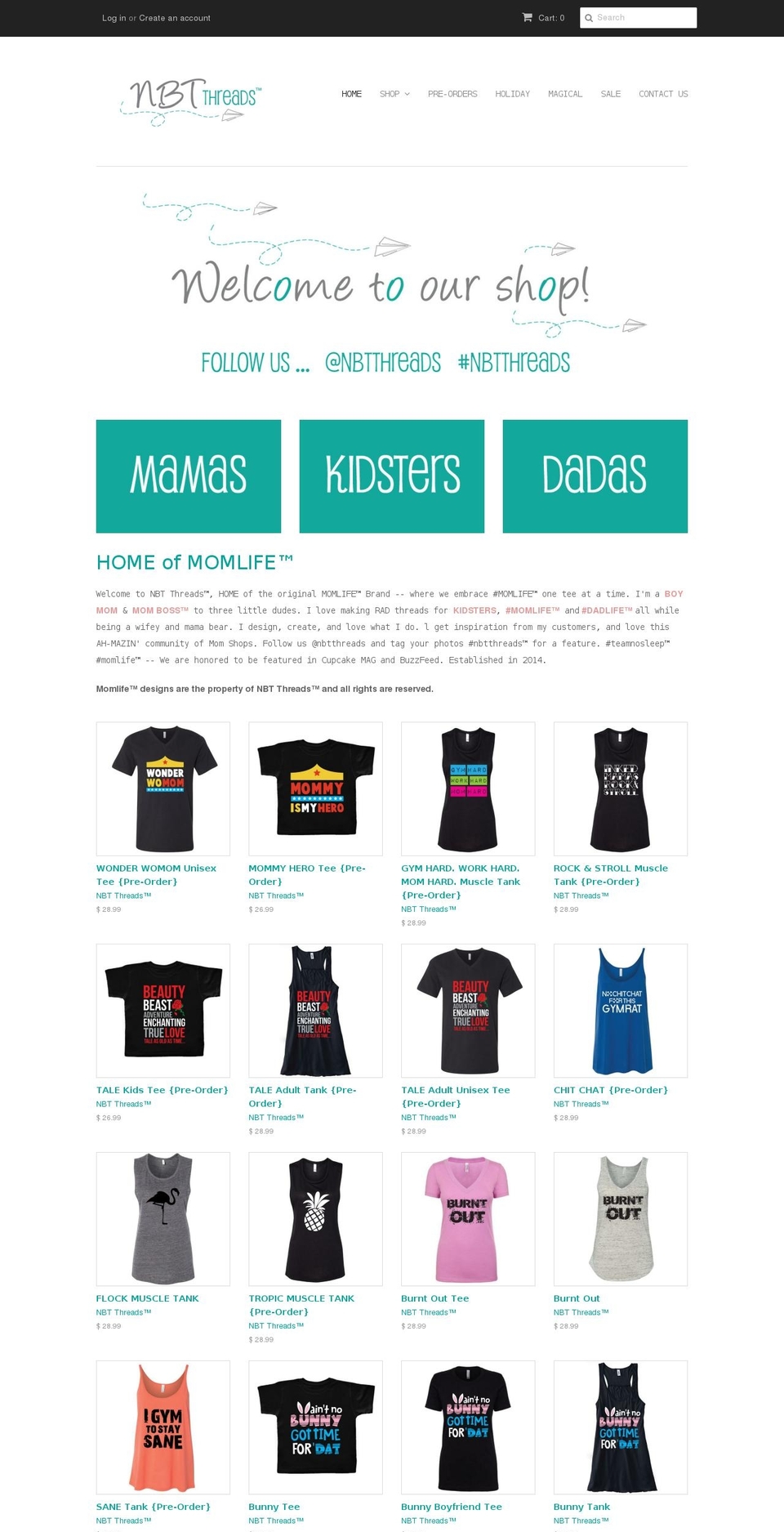 nbtthreads.com shopify website screenshot