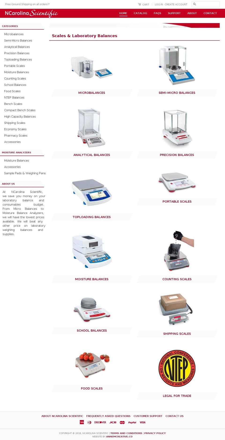 ncarolinascientific.com — Shopify storefront screenshot
