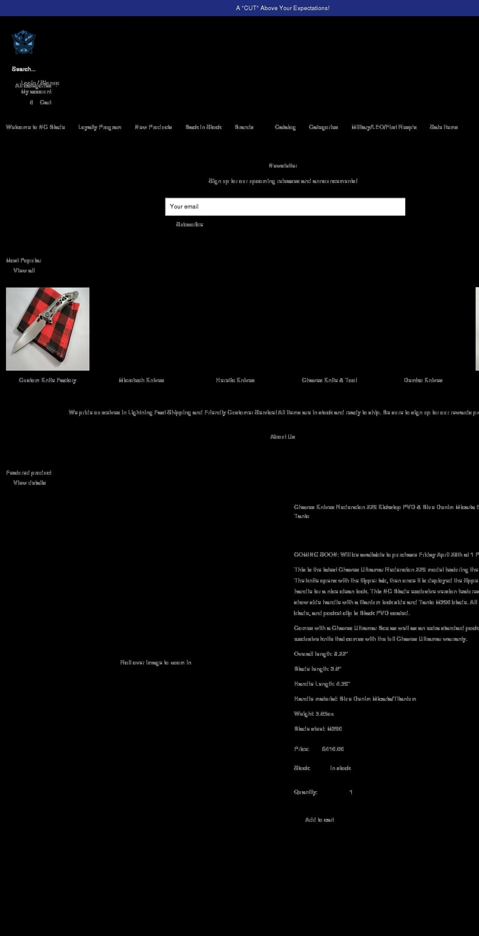 ncblade.com shopify website screenshot