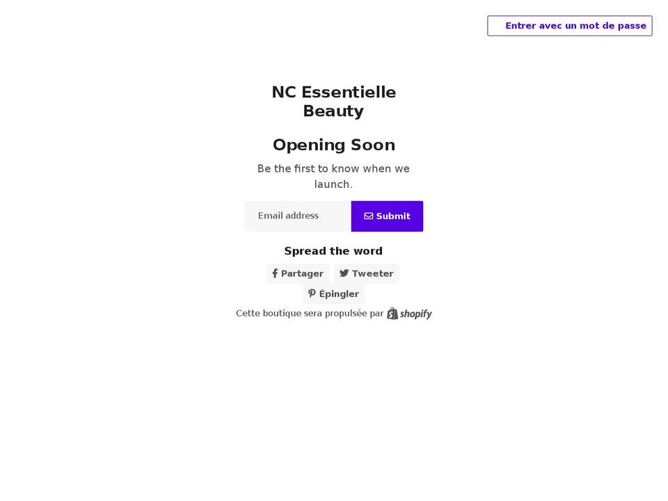 ncessentiellebeauty.com shopify website screenshot