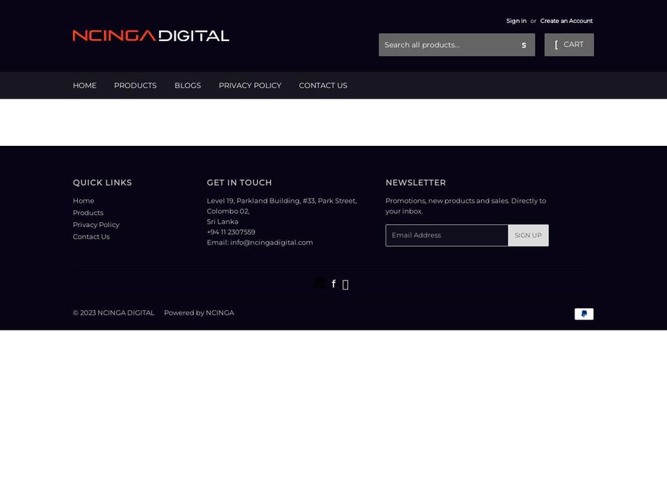 ncingadigital.com shopify website screenshot